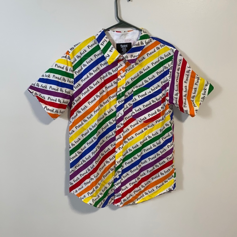 Proud As F button up